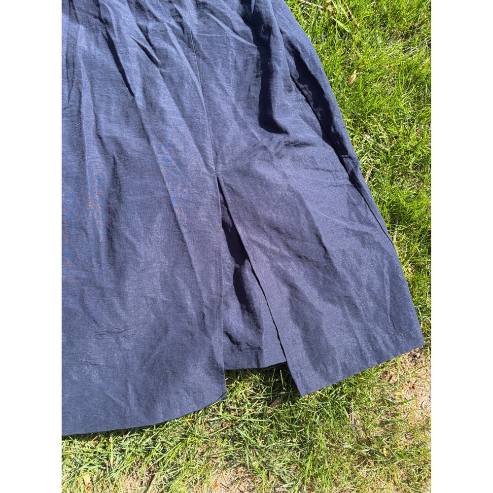 Old Navy NWT Womens 2X Navy Blue Drapey Twist Front Linen Blend Midi Dress - Picture 4 of 7